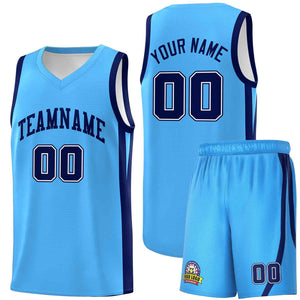 Custom Light Blue Navy Classic Sets Sports Uniform Basketball Jersey