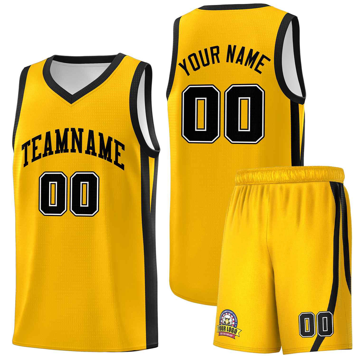 Le classique noir jaune personnalisé définit le maillot de basket-ball uniforme de sport