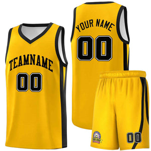 Le classique noir jaune personnalisé définit le maillot de basket-ball uniforme de sport