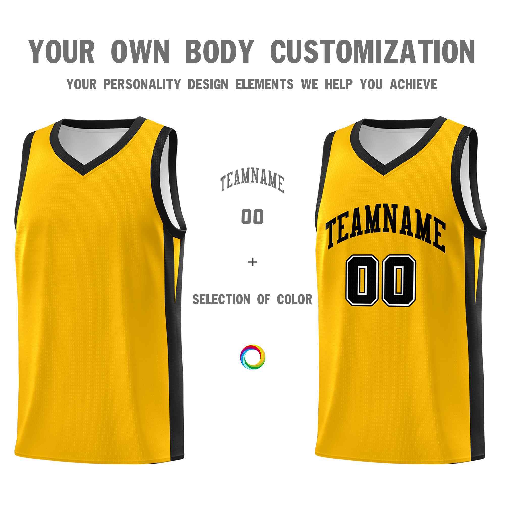 Custom Yellow Black Classic Sets Sports Uniform Basketball Jersey