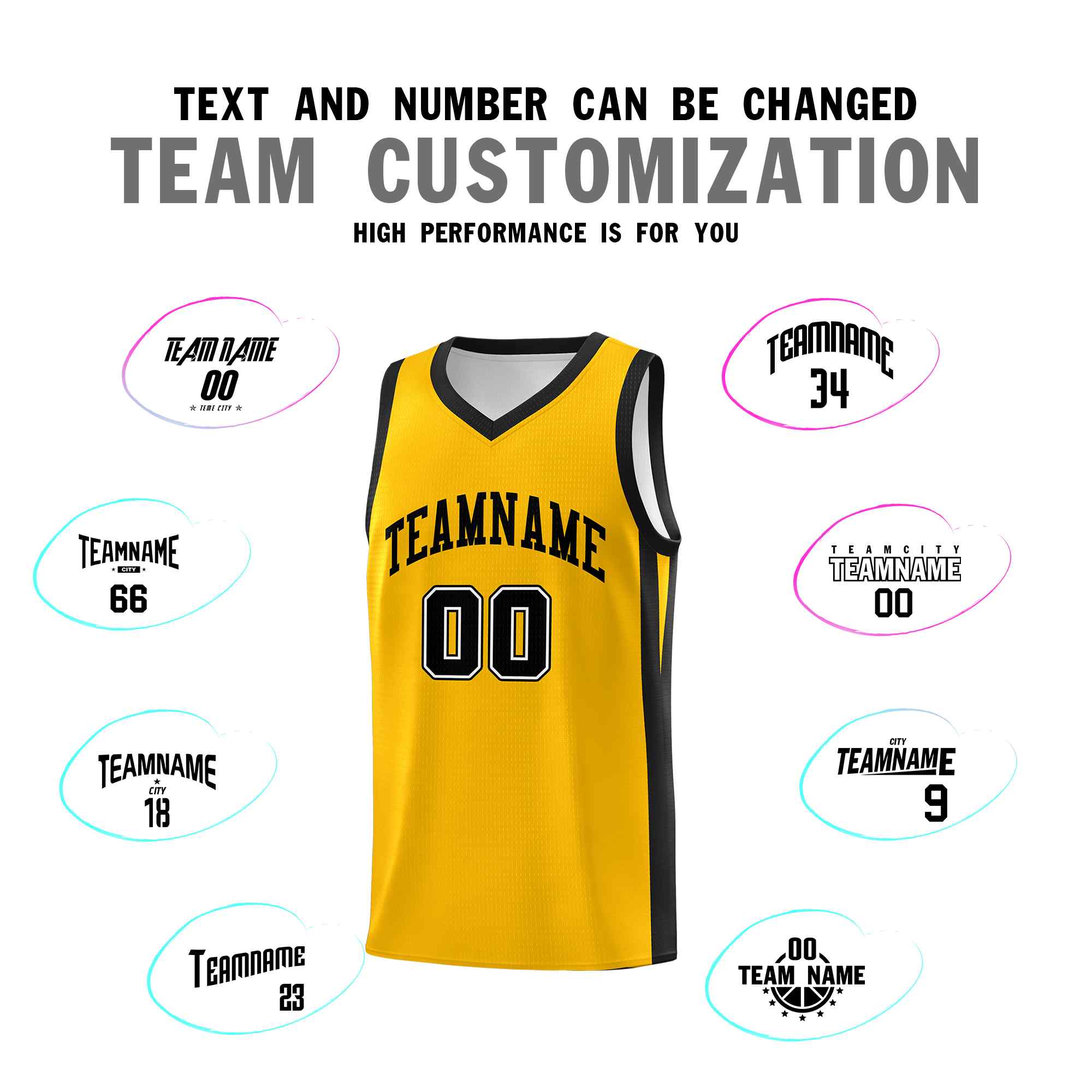 Custom Yellow Black Classic Sets Sports Uniform Basketball Jersey