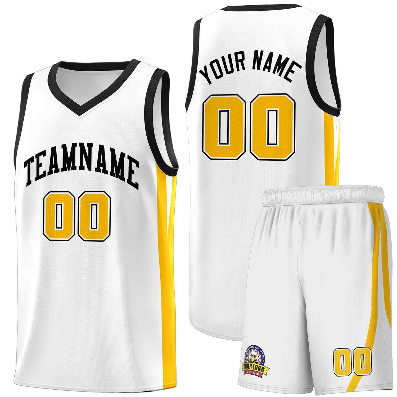 Ensembles classiques noirs et blancs personnalisés, maillot de basket-ball uniforme de sport