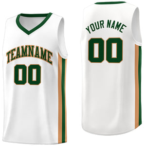 Custom White Green-Khaki Classic Tops Fashion Sportwear Basketball Jersey