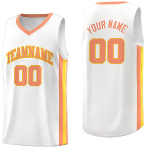 Custom White Orange-Yellow Classic Tops Athletic Casual Basketball Jersey