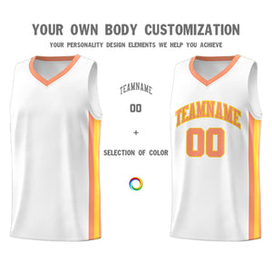 Custom White Orange-Yellow Classic Tops Athletic Casual Basketball Jersey