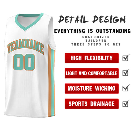 Custom White Light Green Khaki Classic Tops Athletic Casual Basketball Jersey