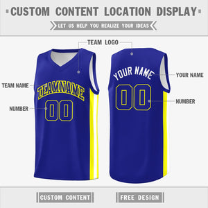 Custom Royal Yellow-White Classic Tops Athletic Casual Basketball Jersey