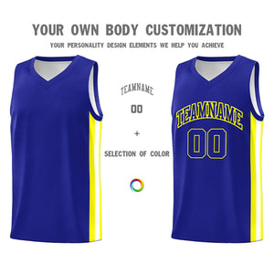 Custom Royal Yellow-White Classic Tops Athletic Casual Basketball Jersey