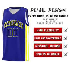 Custom Royal Yellow-White Classic Tops Athletic Casual Basketball Jersey