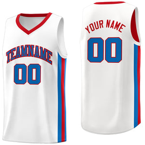 Custom White Red-Royal Classic Tops Athletic Casual Basketball Jersey