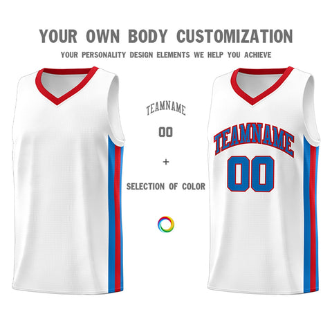 Custom White Red-Royal Classic Tops Athletic Casual Basketball Jersey