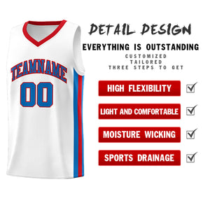 Custom White Red-Royal Classic Tops Athletic Casual Basketball Jersey