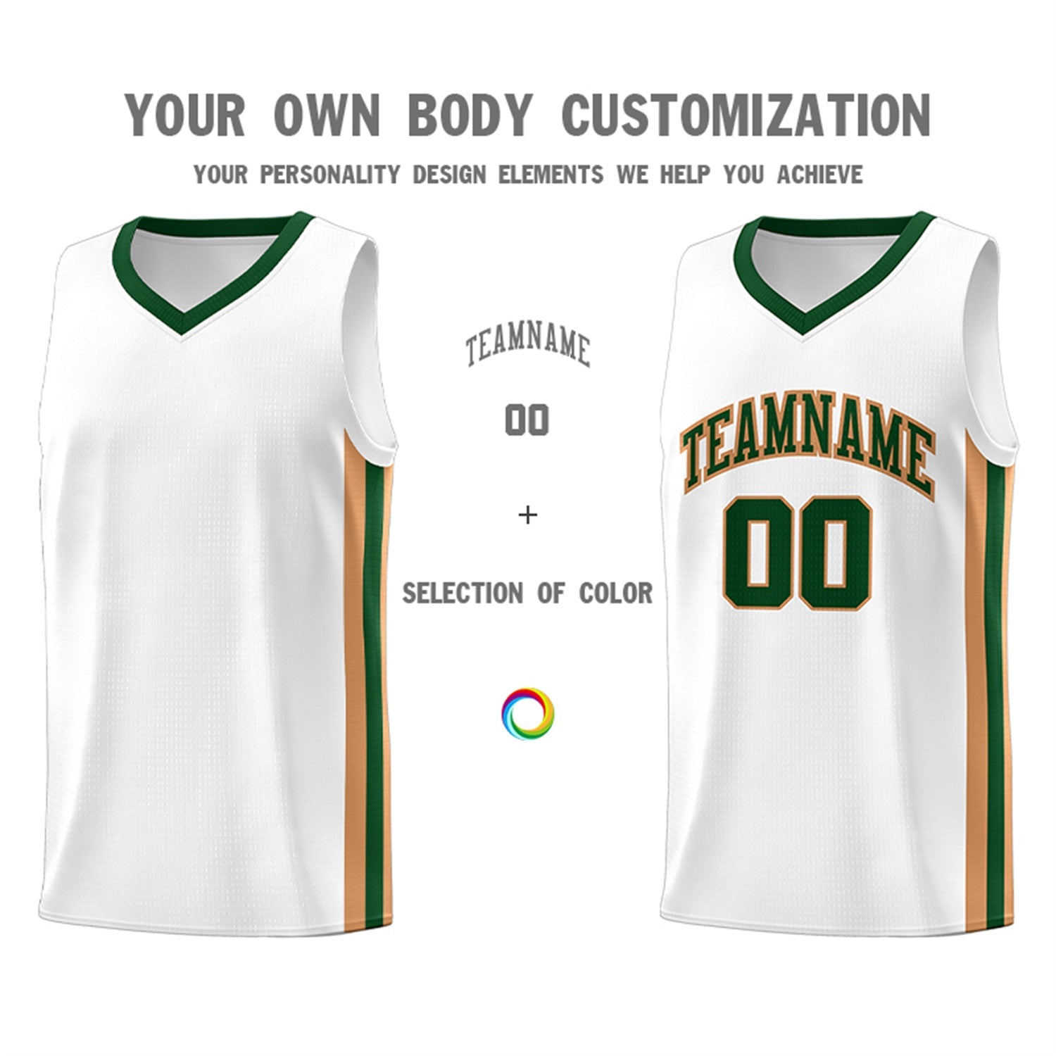 Custom White Green-Khaki Classic Tops Fashion Sportwear Basketball Jersey