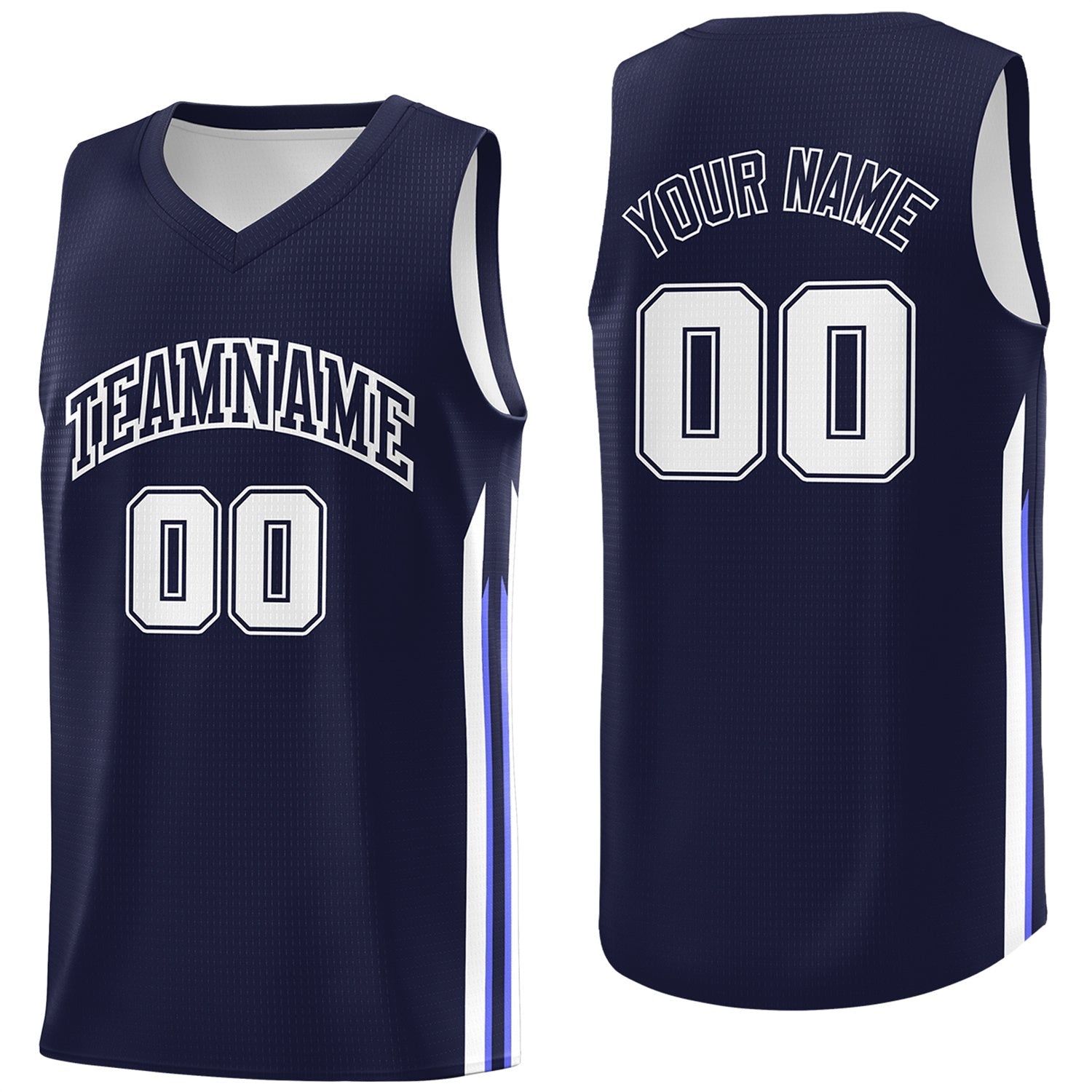 Maillot de basket-ball décontracté et athlétique, haut classique blanc marine personnalisé