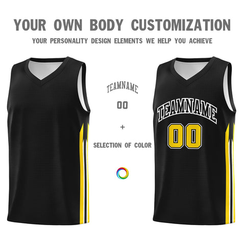 Custom Black Yellow Classic Tops Athletic Casual Basketball Jersey
