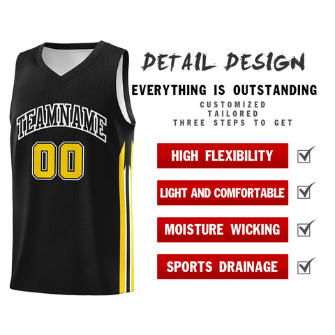 Custom Black Yellow Classic Tops Athletic Casual Basketball Jersey