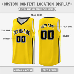 Custom Yellow Black-White Classic Tops Fashion Sportwear Basketball Jersey