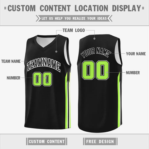 Custom Black Green Classic Tops Athletic Casual Basketball Jersey