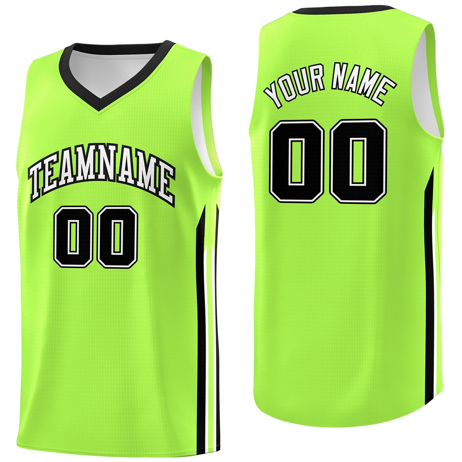 Maillot de basket-ball décontracté, personnalisé, vert néon, noir, classique, athlétique