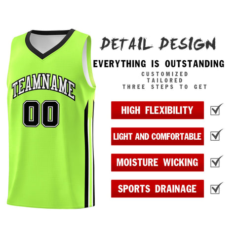 Custom Neon Green Black Classic Tops Athletic Casual Basketball Jersey