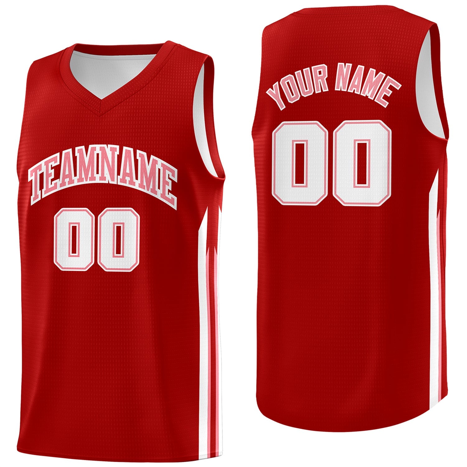 Maillot de basket-ball décontracté athlétique, haut classique rouge blanc-rose personnalisé