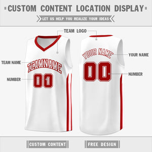 Custom White Red Classic Tops Fashion Sportwear Basketball Jersey