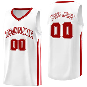 Custom White Red Classic Tops Fashion Sportwear Basketball Jersey