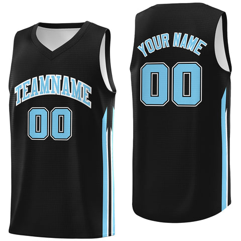 Custom Black Light Blue Classic Tops Athletic Casual Basketball Jersey