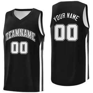 Maillot de basket-ball décontracté et athlétique, haut classique noir et blanc personnalisé