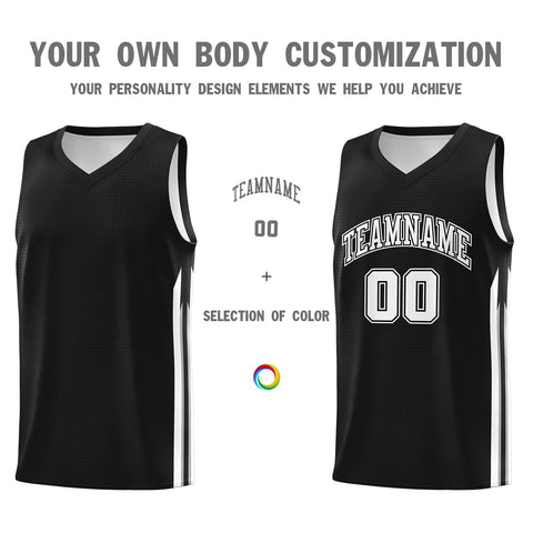 Custom Black White Classic Tops Athletic Casual Basketball Jersey