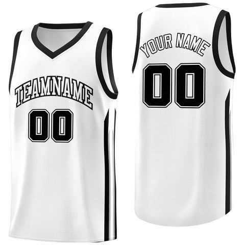 Custom White Black Classic Tops Fashion Sportwear Basketball Jersey