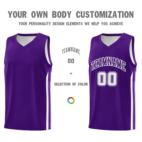 Custom Purple White Classic Tops Athletic Casual Basketball Jersey