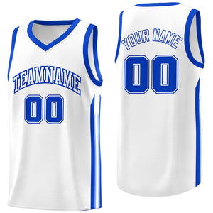 Maillot de basket-ball Royal blanc personnalisé, hauts classiques, vêtements de sport à la mode