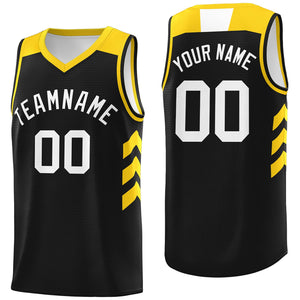 Custom Black White-Yellow Classic Tops Athletic Basketball Jersey