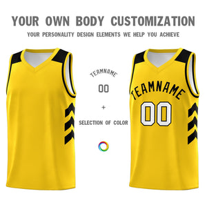 Custom Yellow Black Classic Tops Men/Boy Athletic Basketball Jersey