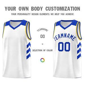 Custom White Royal-Yellow Classic Tops Men/Boy Athletic Basketball Jersey