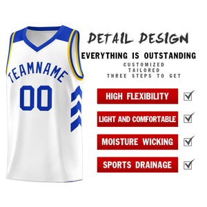 Custom White Royal-Yellow Classic Tops Men/Boy Athletic Basketball Jersey