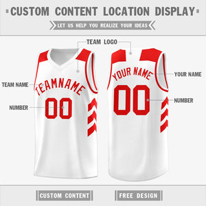 Custom White Red Classic Tops Men/Boy Athletic Basketball Jersey