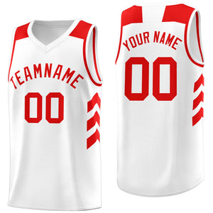 Custom White Red Classic Tops Men/Boy Athletic Basketball Jersey