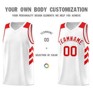 Custom White Red Classic Tops Men/Boy Athletic Basketball Jersey