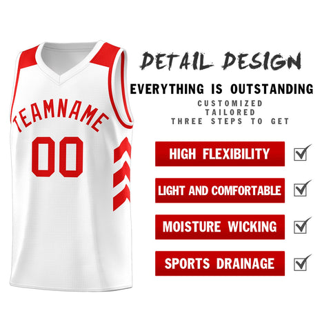 Custom White Red Classic Tops Men/Boy Athletic Basketball Jersey