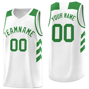 Custom White Green Classic Tops Fashion Sportwear Basketball Jersey