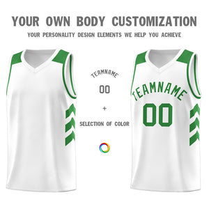 Custom White Green Classic Tops Fashion Sportwear Basketball Jersey