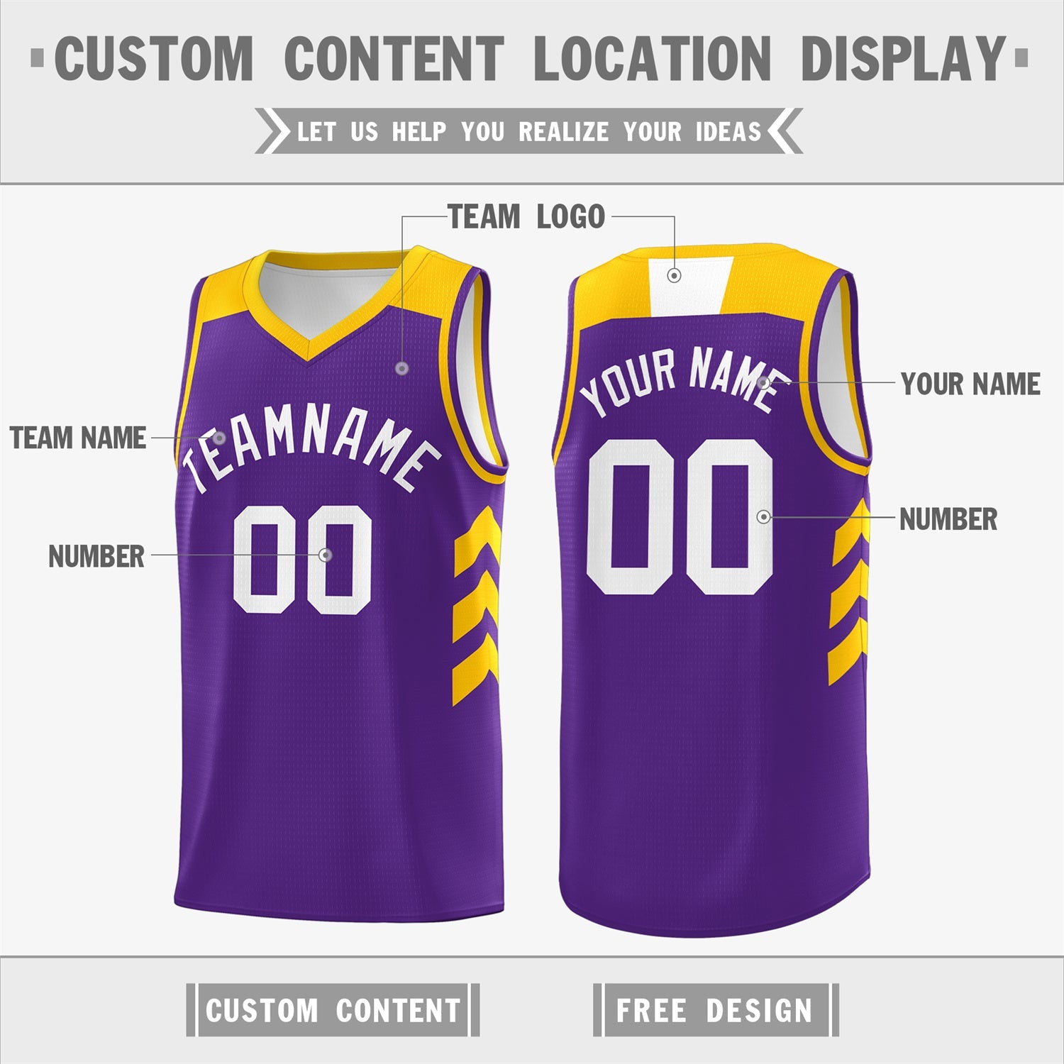 Custom Team Basketball Purple Jersey White