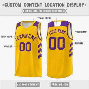 Custom Yellow Purple Classic Tops Men Casual Basketball Jersey