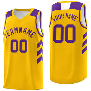 Custom Yellow Purple Classic Tops Men Casual Basketball Jersey