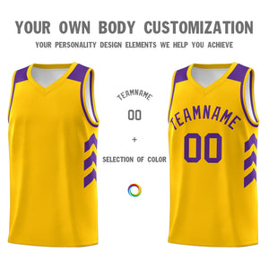 Custom Yellow Purple Classic Tops Men Casual Basketball Jersey