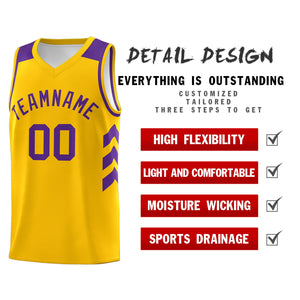 Custom Yellow Purple Classic Tops Men Casual Basketball Jersey