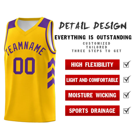 Custom Yellow Purple Classic Tops Men Casual Basketball Jersey