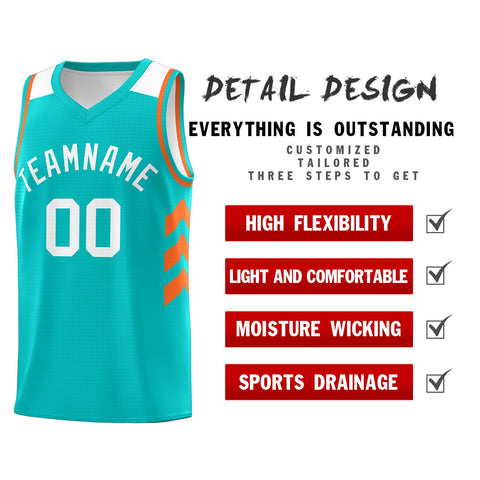 Custom Light Green White-Orange Classic Tops Fashion Sportwear Basketball Jersey